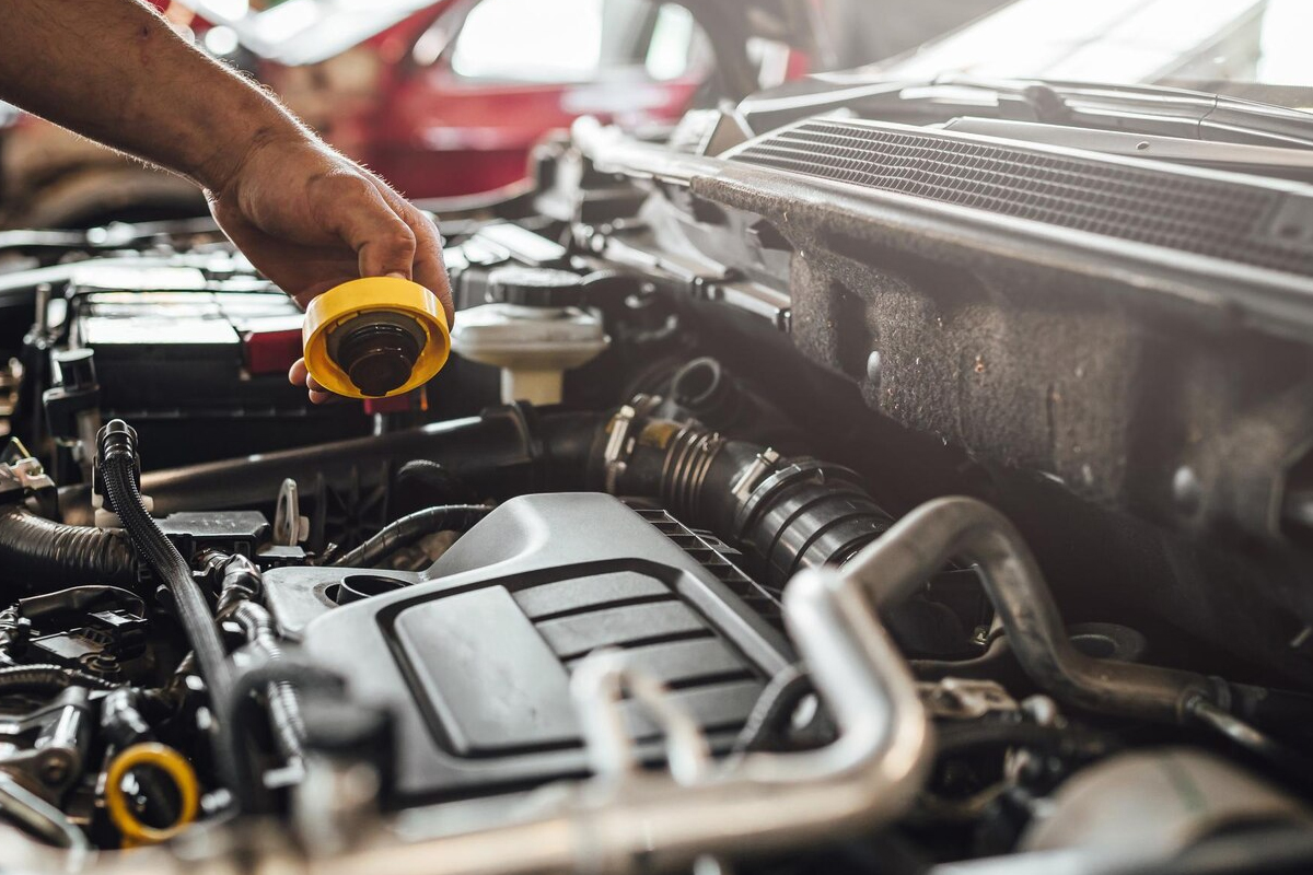 An oil change being performed at our dealer near Clifton Park, NY.