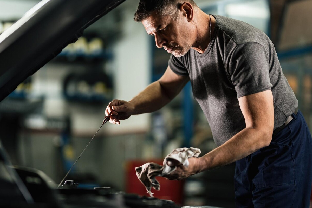 An oil change being performed at our dealership near Clifton Park, NY.